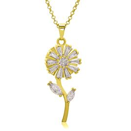 14kt. Gold Plated & CZ Full Flower Pendant Necklace