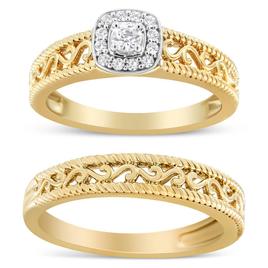 Haus of Brilliance 14kt. Gold 1/5ctw. Diamond Scroll Bridal Set