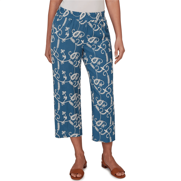 Petite Skye’s the Limit Summer Spice Embroidery Wide Leg Pants