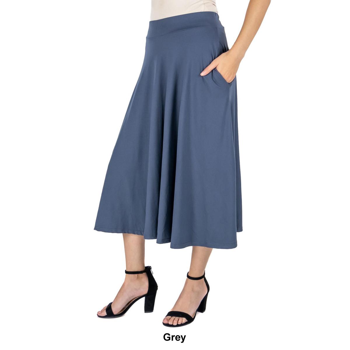 Womens 24/7 Comfort Apparel Pleated Elastic Waist Midi Skirt