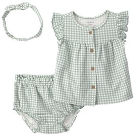 Baby Girl (NB-12M) Carter''s 3Pc Gingham Ss Top/Short W/Hb