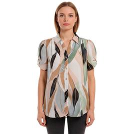 Womens Adrianna Papell Short Pinch Sleeve Leaf Blouse