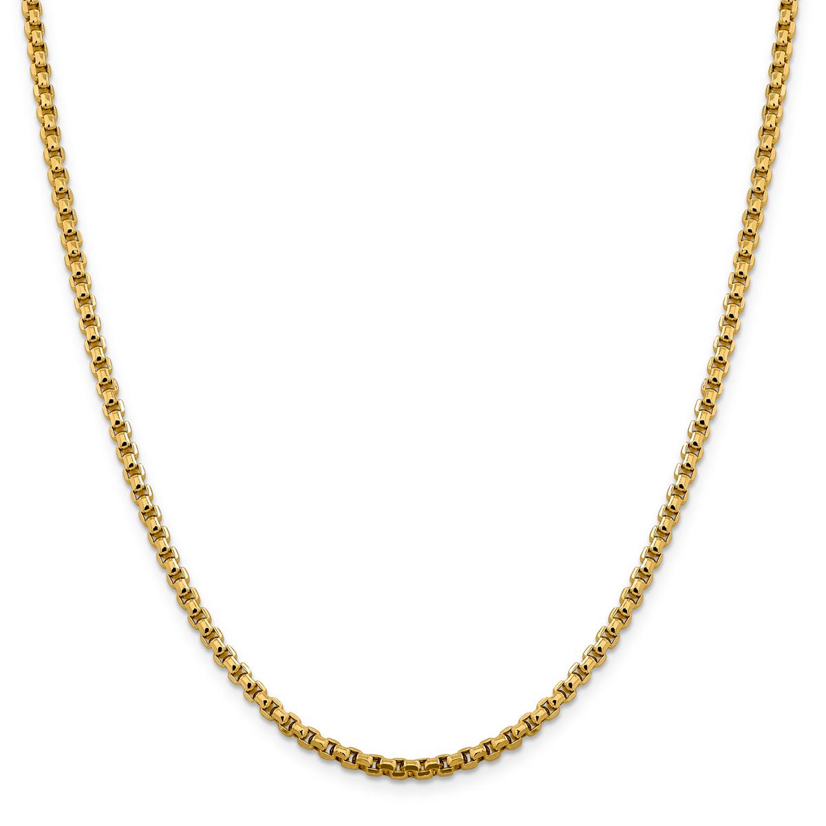 Gold Classics(tm) 3.6mm. Semi-Solid Round Box Chain Necklace