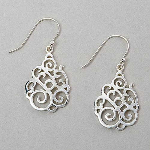 Ellen Tracy Sterling Silver Filigree Drop Earrings