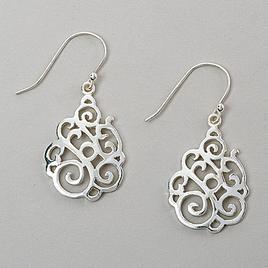 Ellen Tracy Sterling Silver Filigree Drop Earrings