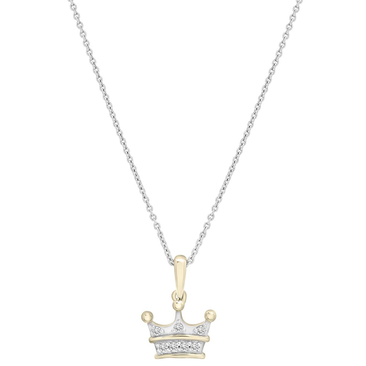 Diamond Classics(tm) Yellow Gold Plated & Diamond Crown Pendant