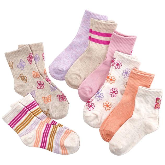 Girls Capelli® New York 8pk. Butterflies & Flowers Quarter Socks