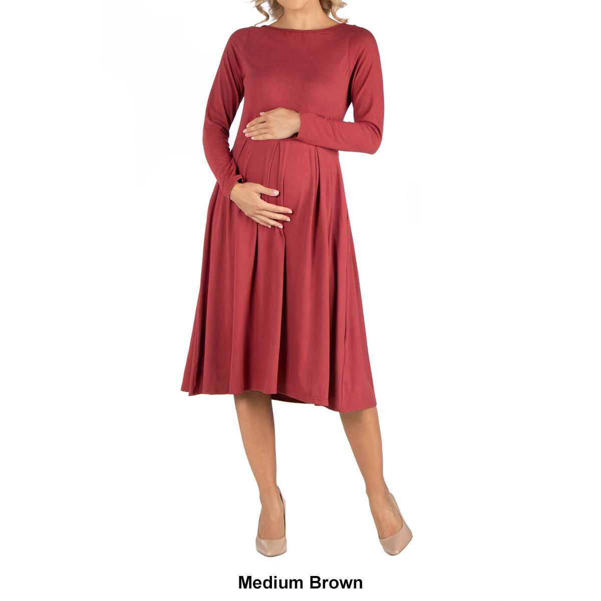 Plus Size 24/7 Comfort Apparel Fit & Flare Maternity Midi Dress