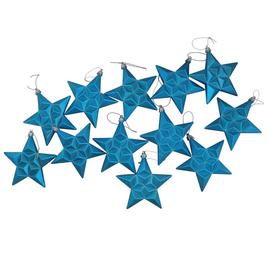 DAK 12ct. Turquoise Glitter Star Shatterproof Christmas Ornaments