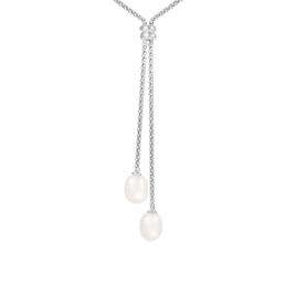 Splendid Pearls Sterling Silver Double Pearl Pendant Necklace
