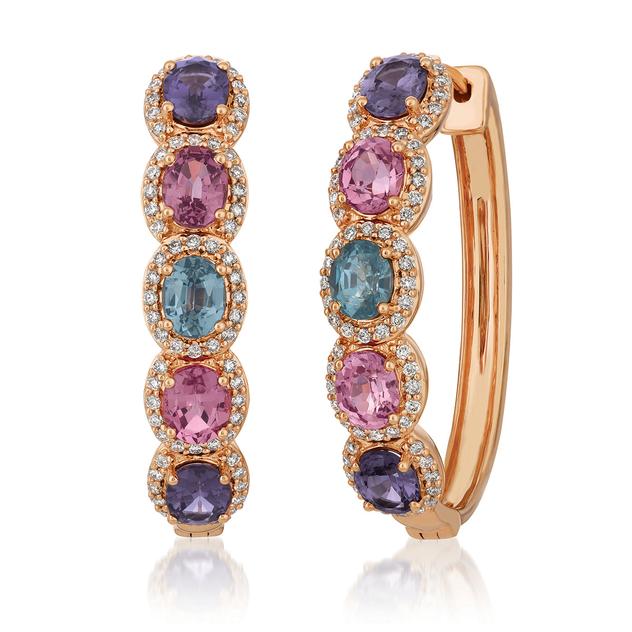 Le Vian® 14kt. Rose Gold 3 1/2ctw. Spinel Diamond Hoop Earrings