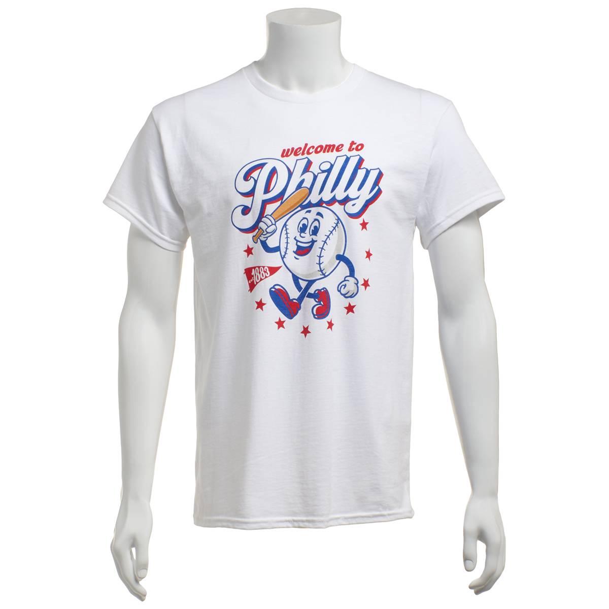 Mens Tailgate Philadelphia Baseball Short Sleeve Tee - White