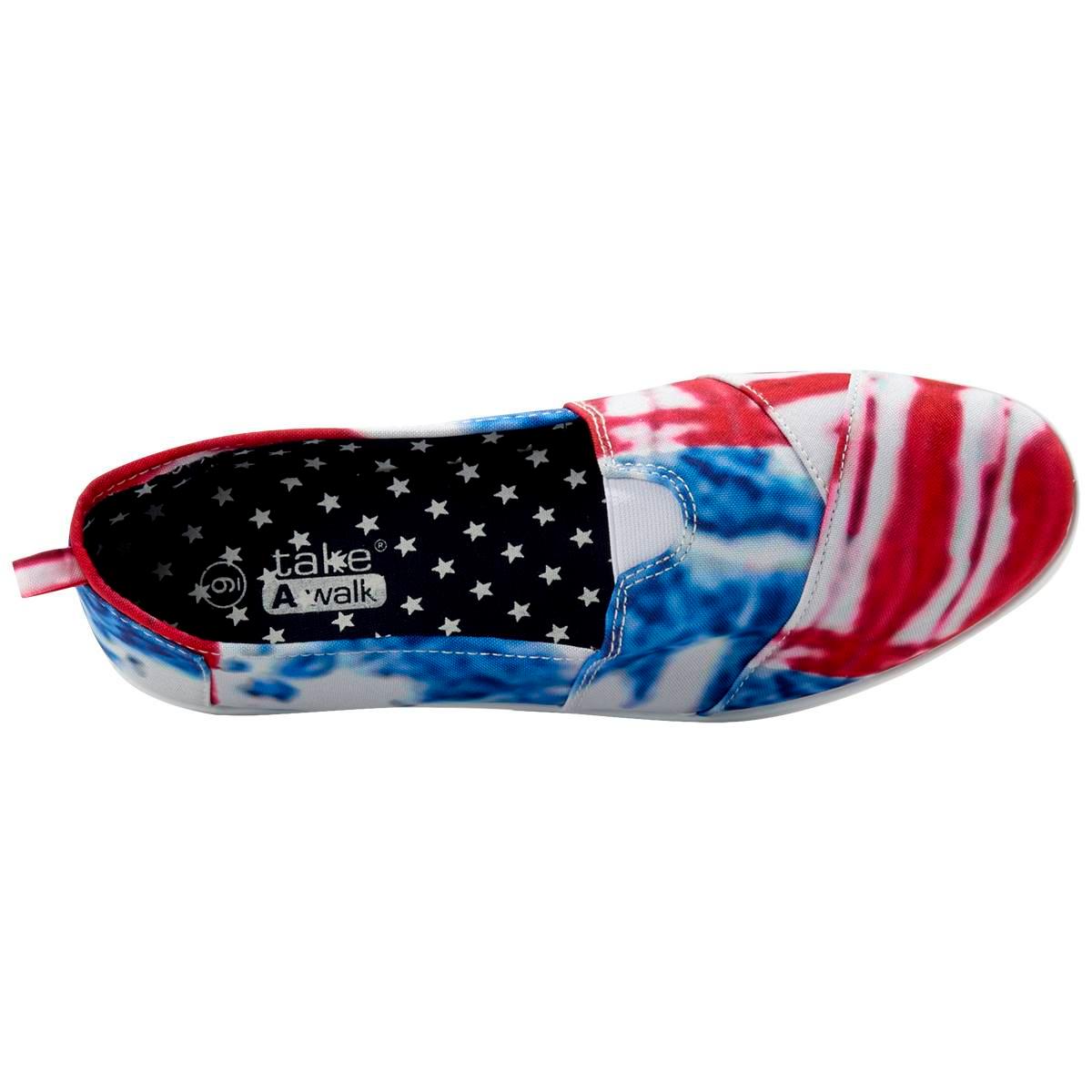 Womens Ashley Blue Americana Canvas Tie Dye Slip On Flats