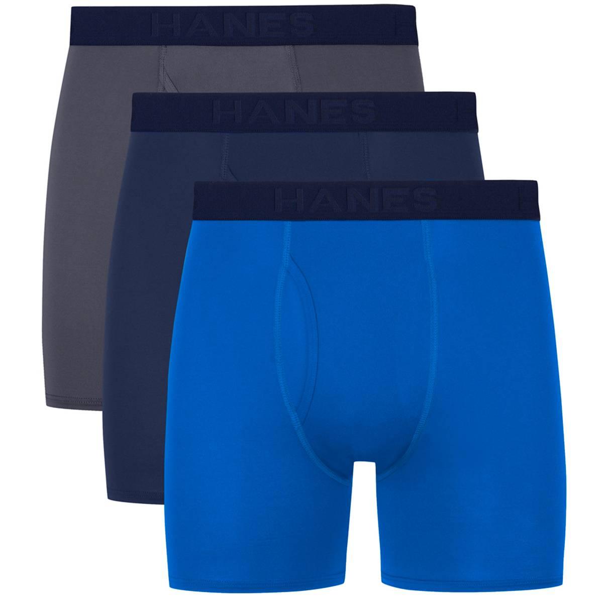 Hanes Ultimate® Comfort 3pk. Boxer Briefs - Blue/Grey