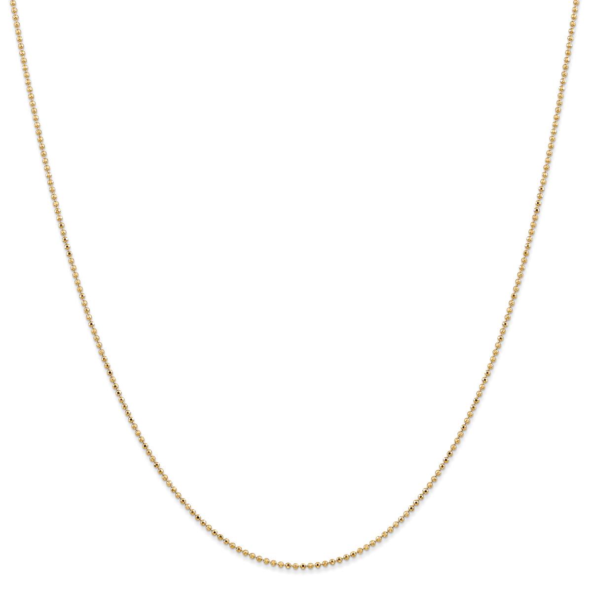 Unisex Gold Classics(tm) 1.2mm. Diamond Cut Beaded 14in. Necklace