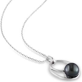 Gemstone Classics™ Black Tahitian Pearl Geometric Pendant