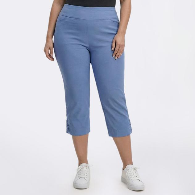 Plus Size Napa Valley 21in. Solid Lace Hem Capris