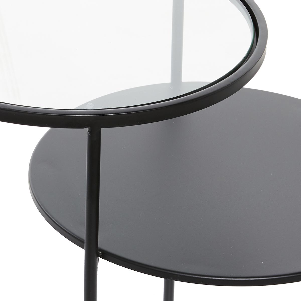9th & Pike® Round Glass And Metal Layered Accent Table - Set Of 2