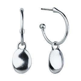Bella Uno Silver-Tone Hoop Earrings with Organic Oval Drop