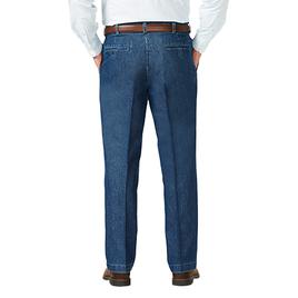 Haggar Men's Big & Tall Classic Fit Pleat Front Denim Pants