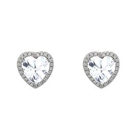 Sterling Silver & Cubic Zirconia Heart Stud Earrings