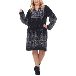 Plus Size White Mark Apolline Embroidered V-Neck Sweater Dress