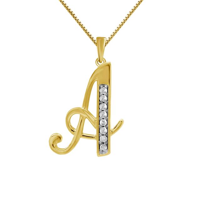 Marsala Gold Plated 1/10ctw. Diamond Initial A Pendant Necklace
