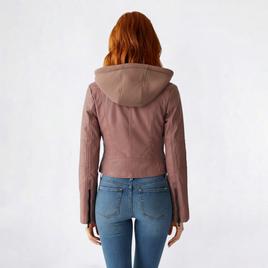 Juniors Snobbish Two-in-One Motorcycle Jacket w/French Terry Hood