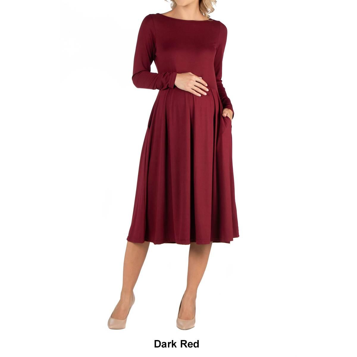 Plus Size 24/7 Comfort Apparel Fit & Flare Maternity Midi Dress