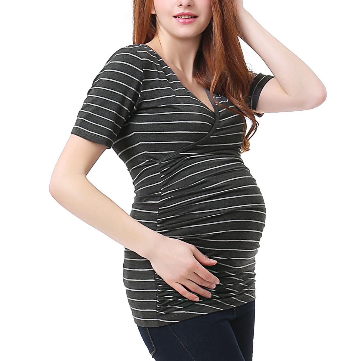Womens Glow & Grow® Faux Wrap Stripe Maternity Nursing Top