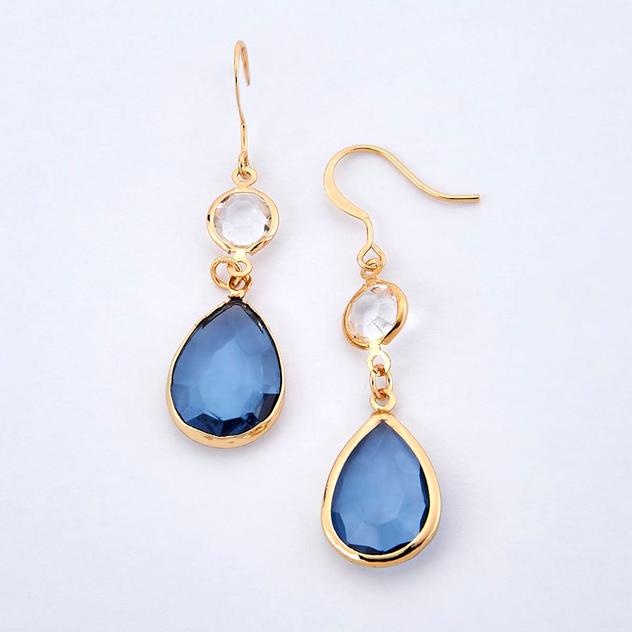 Ashley Cooper™ Gold Tone & Blue Double Drop Bead Earrings