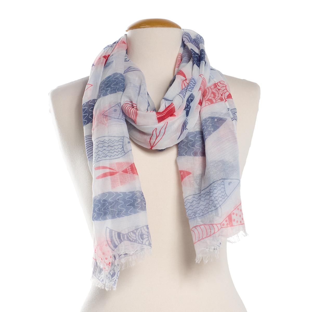 Womens Renshun Fish Sheer Oblong Scarf