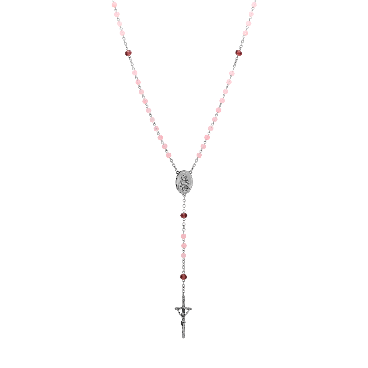 Symbols of Faith Pink & Purple Bead Our Lady Of Guadalupe Rosary