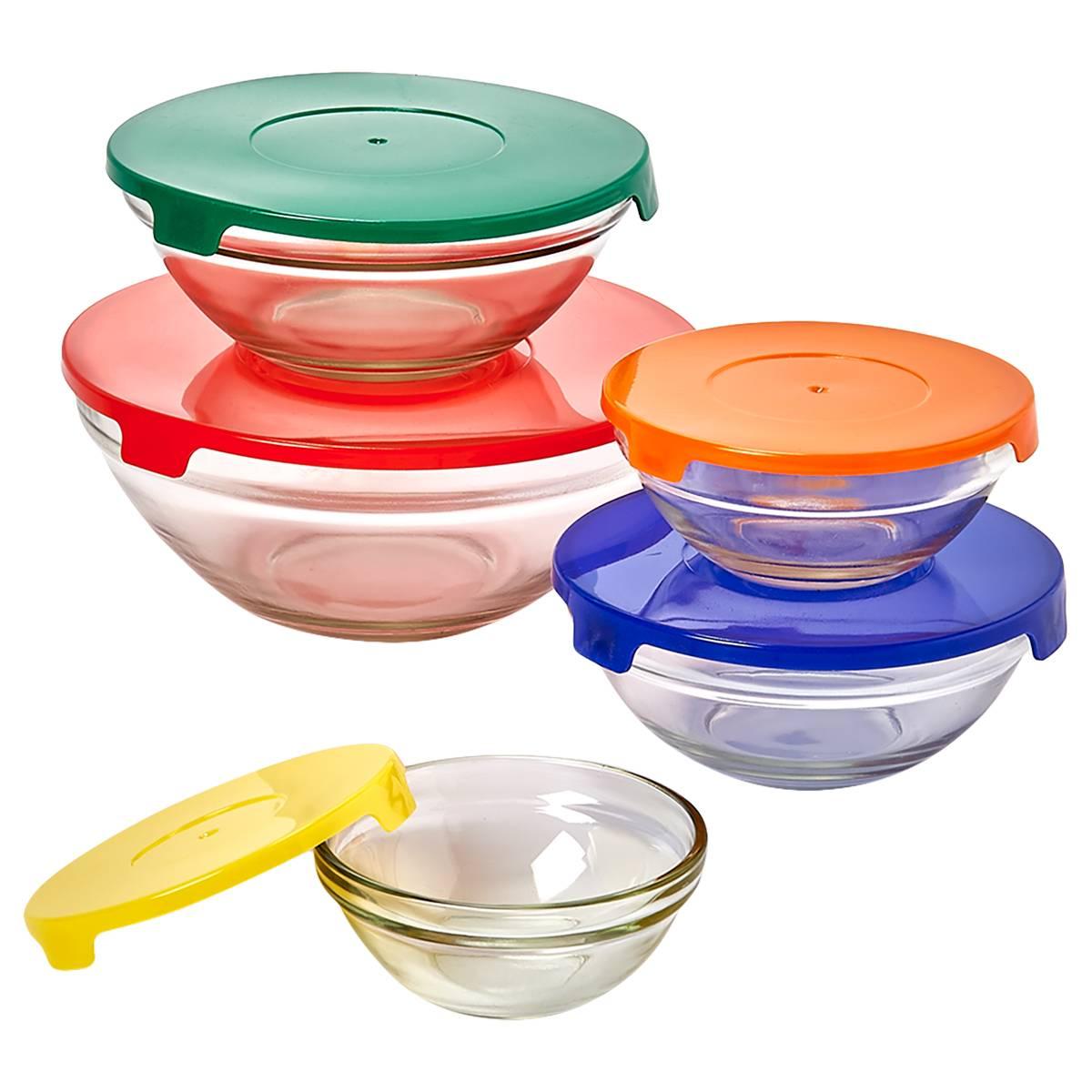 Farberware(R) Glass Storage Bowls with Plastic Lids - Set of 5