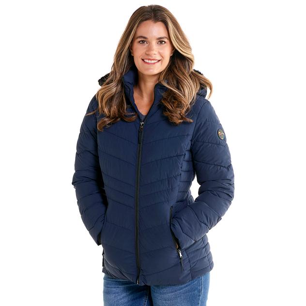 Womens HFX Stretch Puffer Jacket w/Faux Fur Hood