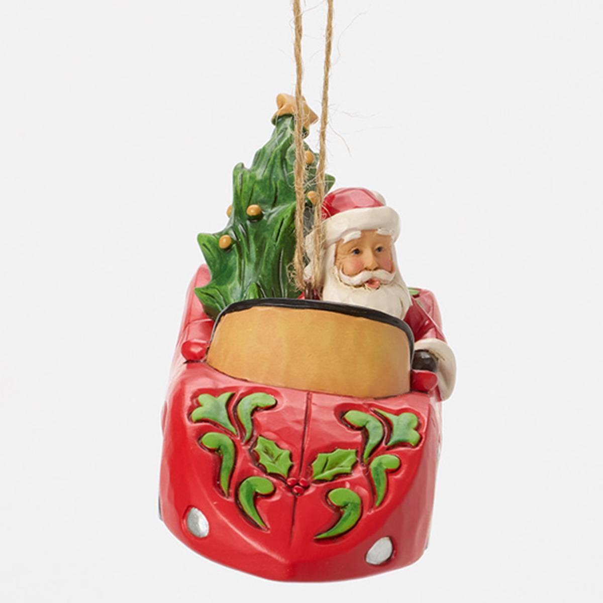 Jim Shore Santa in Sports Car Christmas Ornament