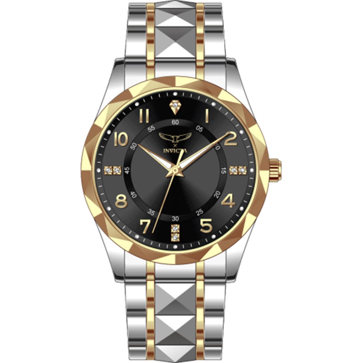 Mens Invicta Specialty Two-Tone Black Dial Quartz Watch - 69024