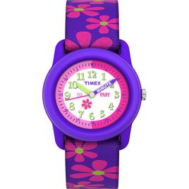 Kids Timex(R) Purple Floral Elastic Fabric Watch - T89022JT