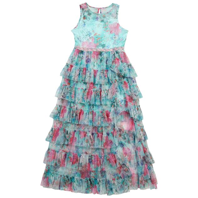Girls (7-16) Rare Editions Floral Ruffle Walk Through Dress