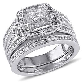 Loveblooms(tm) Princess & Round Diamond Bridal Ring Set