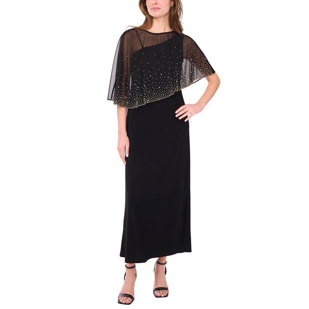 Womens MSK Faraj Cape Asymmetric Overlay Evening Gown