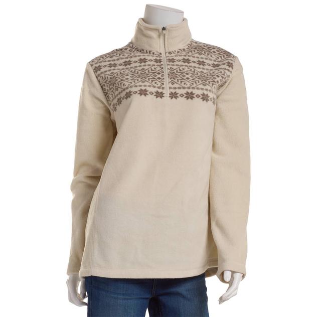 Womens LANDS’ END® Snowflake Powder Fleece 1/4 Zip Sweatshirt