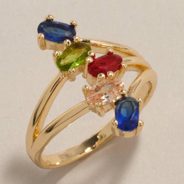 Gold-Tone Multi Stone Wrap Ring