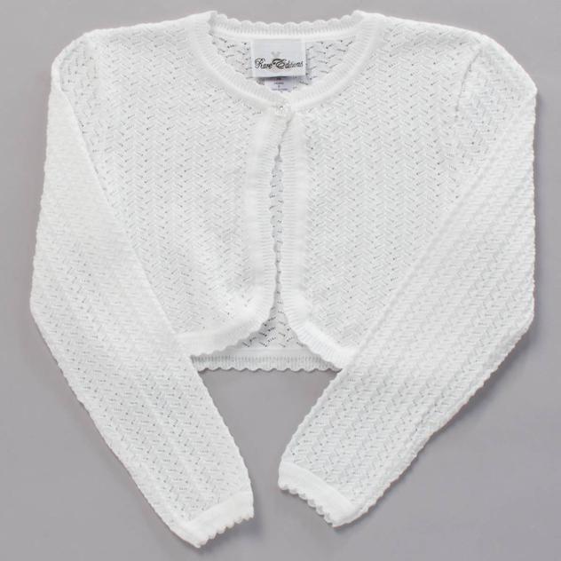 Girls (7-16) Rare Editions Scalloped Open Knit Cardigan