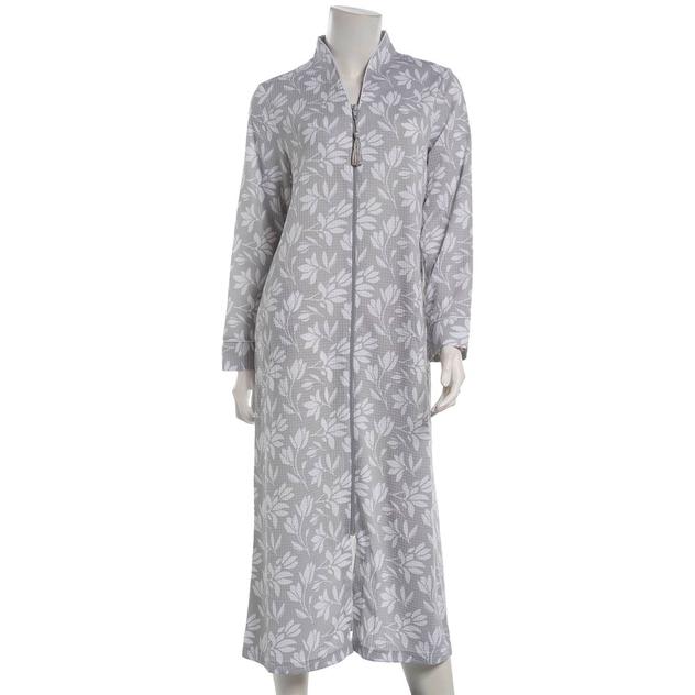 Womens Jasmine Rose Long Sleeve Tulip Blister Knit Zip Robe