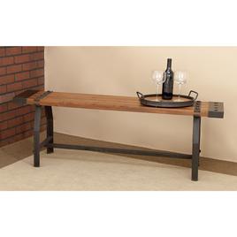 9th & Pike® Industrial Black Metal & Brown Wood Bench