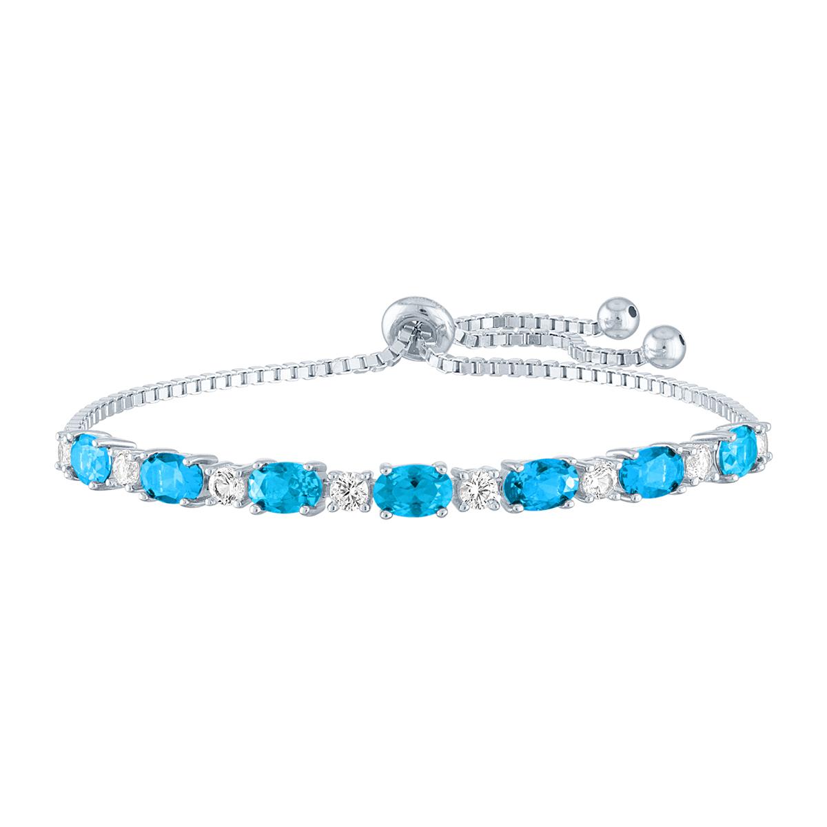 Gemstone Classics(tm) Sterling Silver Topaz/Sapphire Bolo Bracelet