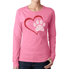 Plus Size LA Pop Art Paw Heart Word Art Long Sleeve Tee