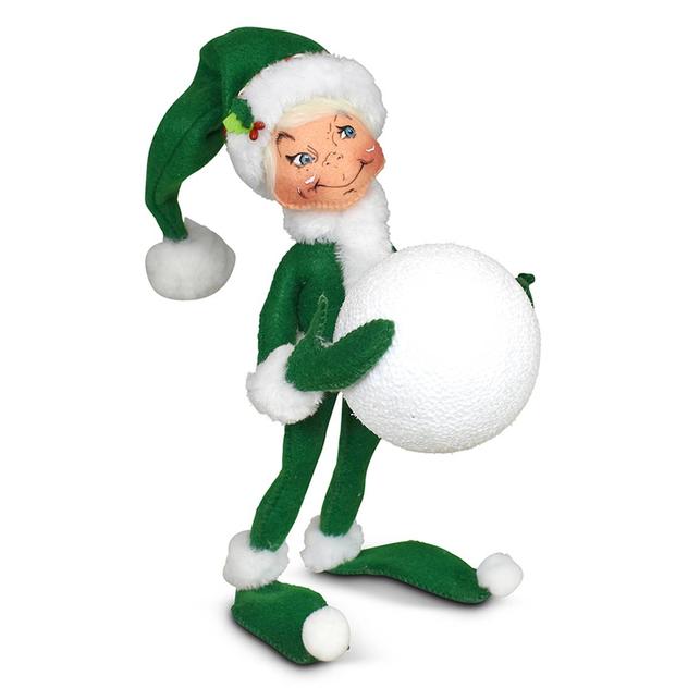Annalee Snowy Day Green Elf with Snowball