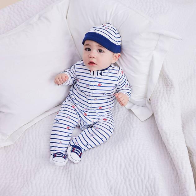 Baby Boy (3-9M) Little Me® Sports Footie with Hat